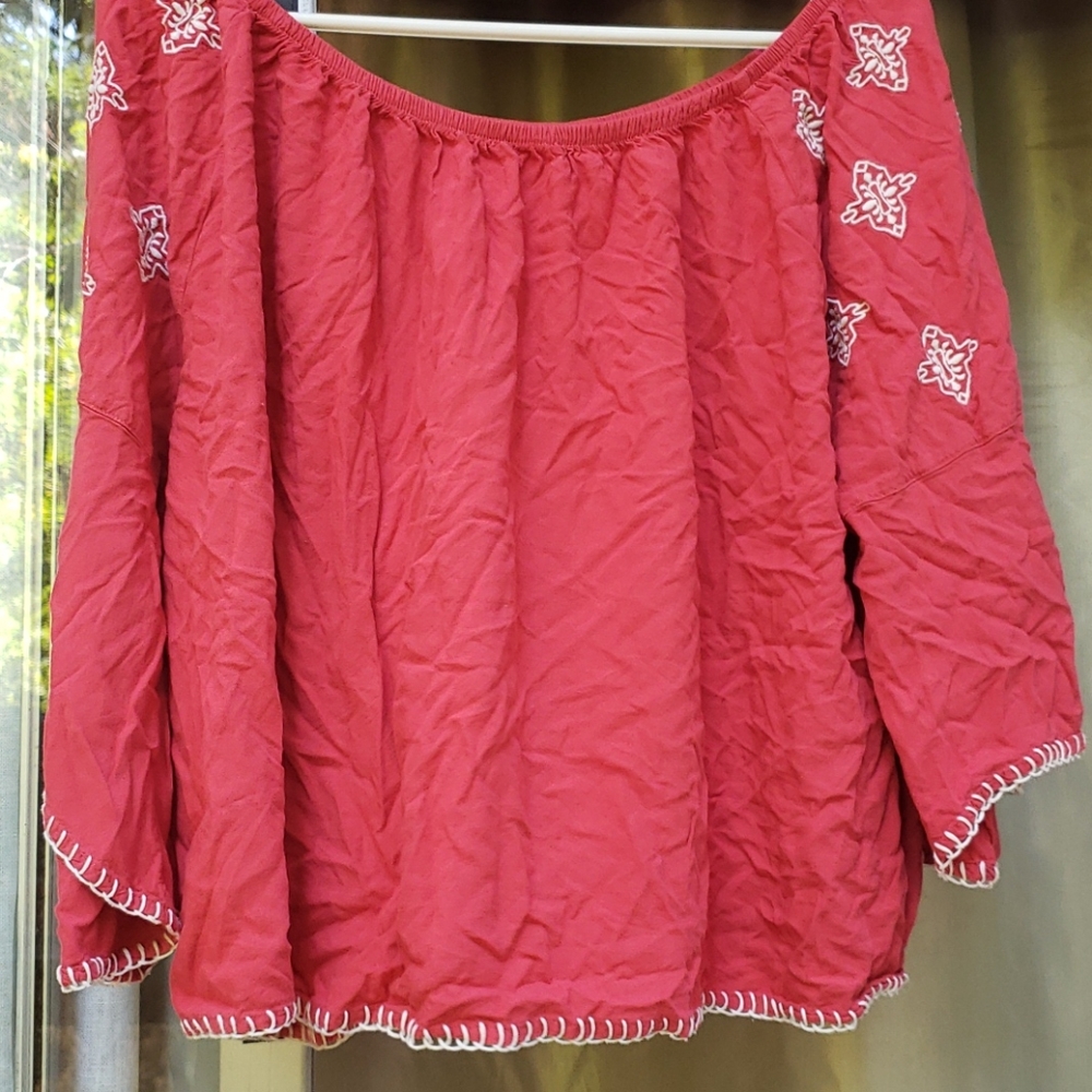 Red Ariat bell sleeve shirt
